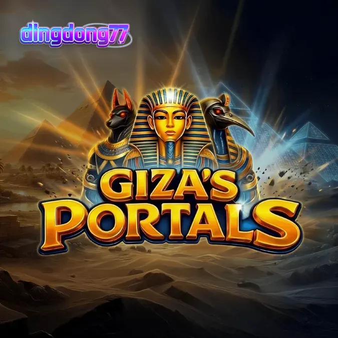 Tampilan visual slot Giza’s Portals dengan latar belakang piramida Mesir